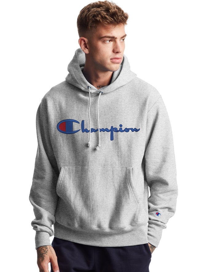 Champion Reverse Weave Vintage Script Logo - Miesten Harmaat Huppari - Suomi 5480617-WL